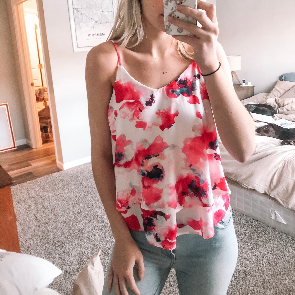 Pink Patterned Flowy Tank